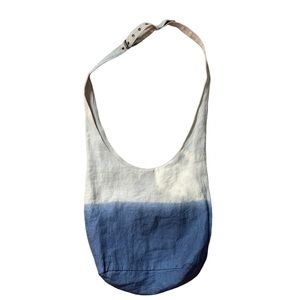 Purejill Womens J jill Linen Shoulder bag beach blue tan large EUC ombre